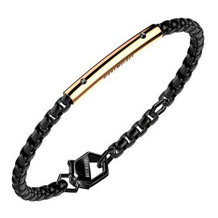 Мужской стальной браслет цепь Bikkembergs CLAB12BR с черными искусственными бриллиантами