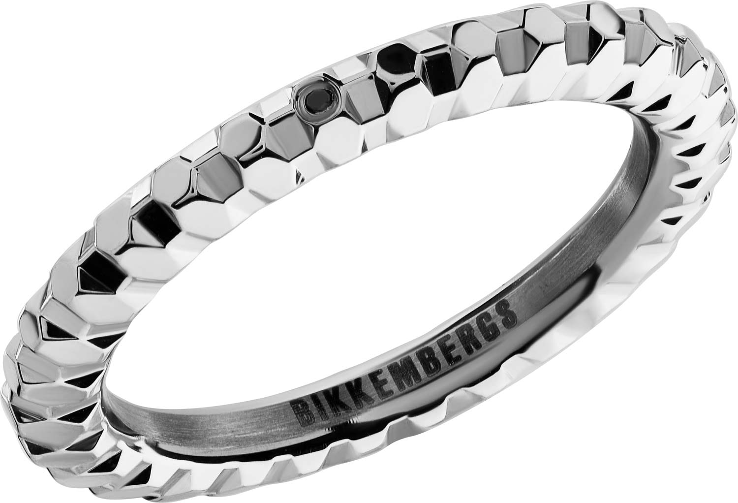 Мужское стальное кольцо Bikkembergs GEOR01WW с черным бриллиантом