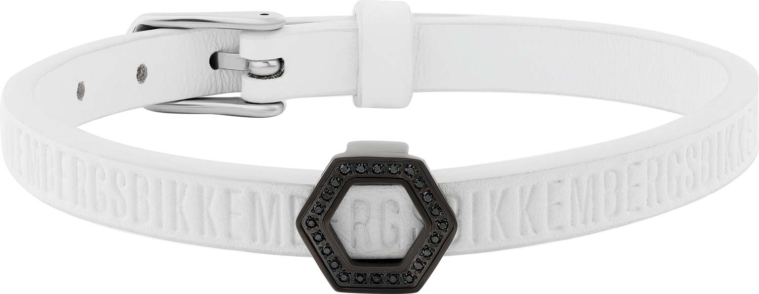 Мужской кожаный браслет Bikkembergs MU2B-LEA02-WH c бриллиантом