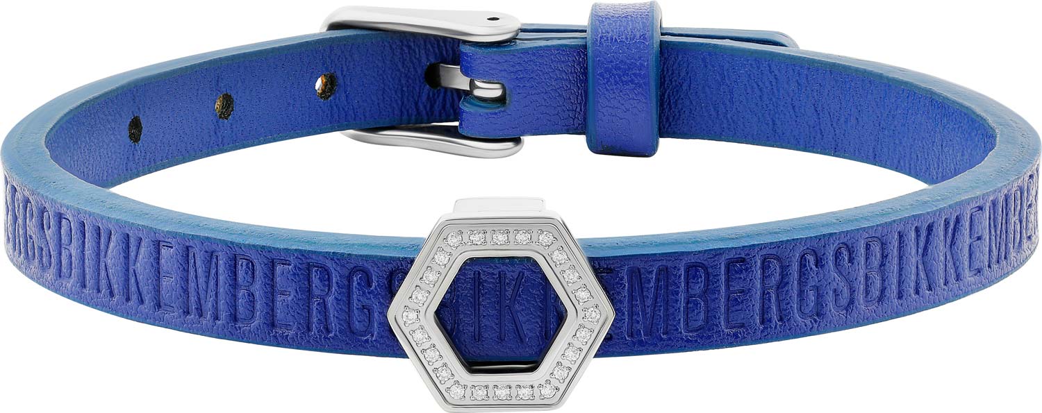Мужской кожаный браслет Bikkembergs MU2W-LEA03-BL c бриллиантом