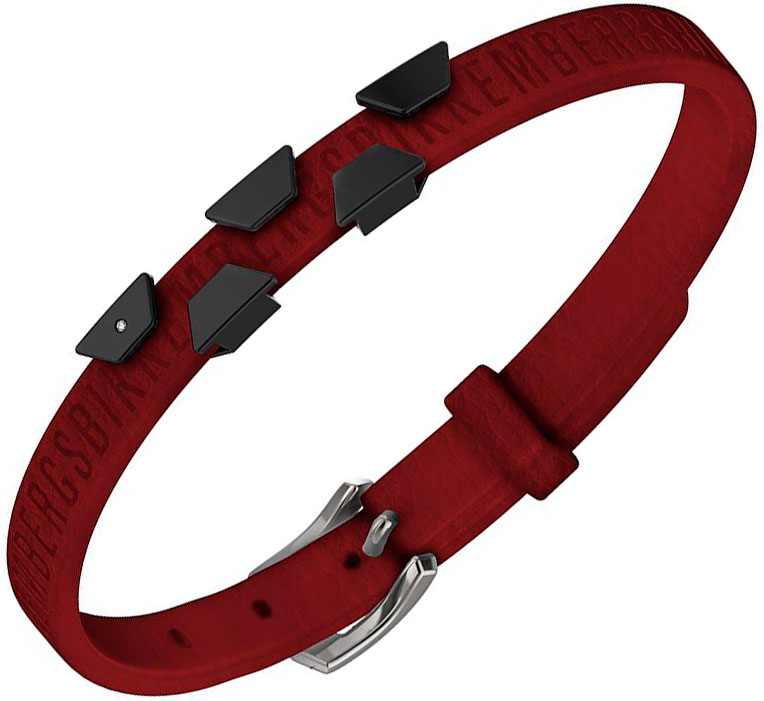 Мужской кожаный браслет Bikkembergs MU6B-RUB02 с кристаллом