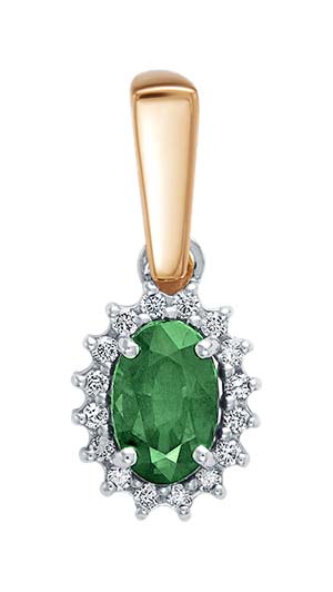 Золотой кулон Brilliant Style Jewelry 285-311 с изумрудом, бриллиантами