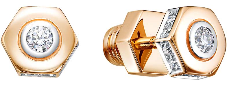 Золотые серьги-пусеты Brilliant Style Jewelry 4448-210 c бриллиантом