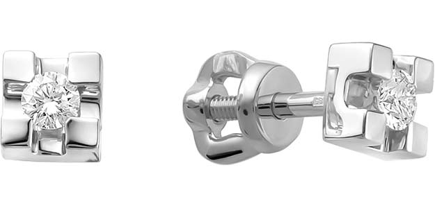 Золотые серьги-пусеты Brilliant Style Jewelry 558-21001 c бриллиантом