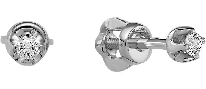 Золотые серьги-пусеты Brilliant Style Jewelry 565-21001 c бриллиантом