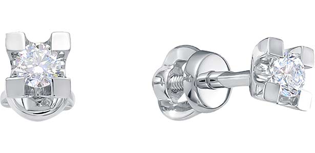 Золотые серьги-пусеты Brilliant Style Jewelry 567-21001 c бриллиантом