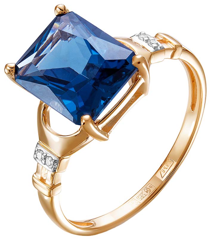 Золотой перстень БРИЛЛИАНТЫ КОСТРОМЫ 01-4428/5 c бриллиантом, топазом