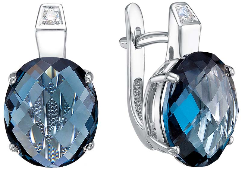 Золотые серьги БРИЛЛИАНТЫ КОСТРОМЫ 02-4156/5 c бриллиантом, топазом