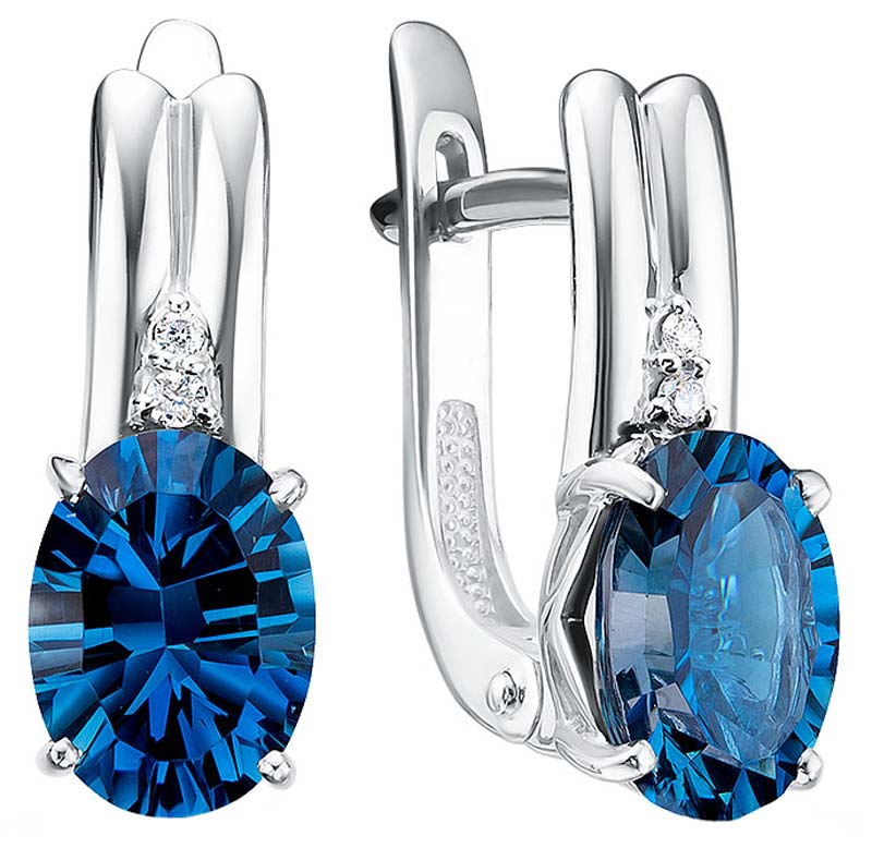 Золотые серьги БРИЛЛИАНТЫ КОСТРОМЫ 02-4849/5 c бриллиантом, топазом