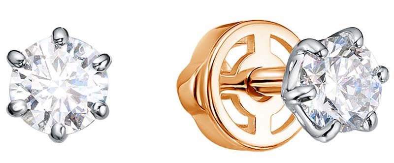 Золотые пусеты-гвоздики BUBLIK JEWELRY BR2000201010 с выращенными бриллиантами