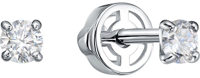 Серьги пусеты-гвоздики из белого золота BUBLIK JEWELRY BR2000231010W с бриллиантами