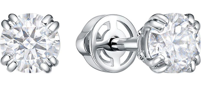 Серьги пусеты-гвоздики из белого золота BUBLIK JEWELRY BR2000341010W с бриллиантами