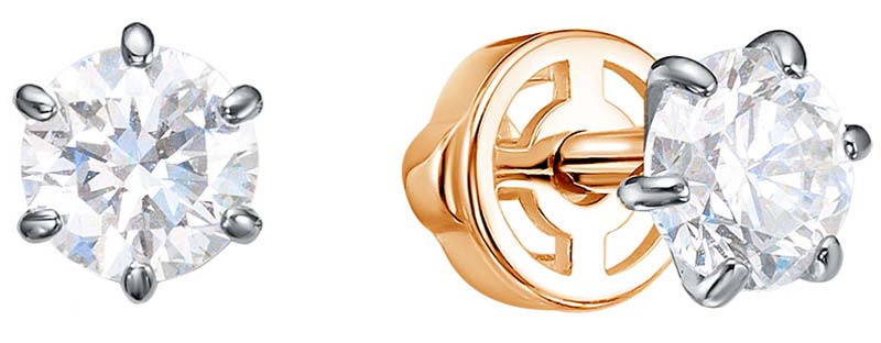 Золотые пусеты-гвоздики BUBLIK JEWELRY BR2125401010 с выращенными бриллиантами