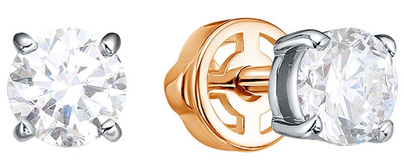 Золотые пусеты-гвоздики BUBLIK JEWELRY BR2137411010 с выращенными бриллиантами