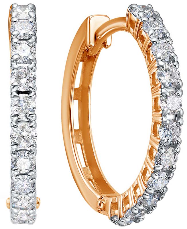 Золотые серьги кольца-конго BUBLIK JEWELRY BR2182091010 с выращенными бриллиантами