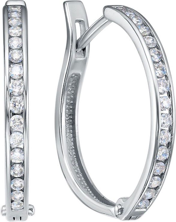 Серьги кольца конго из белого золота BUBLIK JEWELRY BR94-02-5407-2-00W с бриллиантами