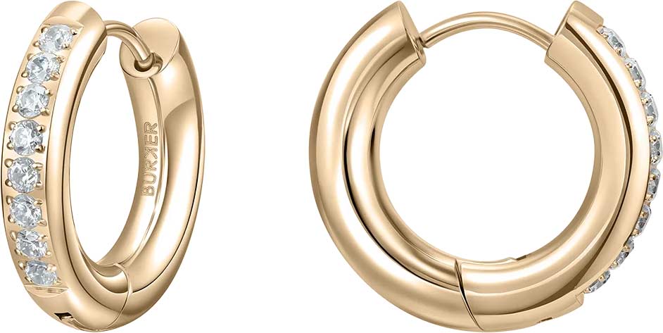 Стальные серьги хаггисы BURKER ARLENA-EARRINGS-GOLD с фианитами