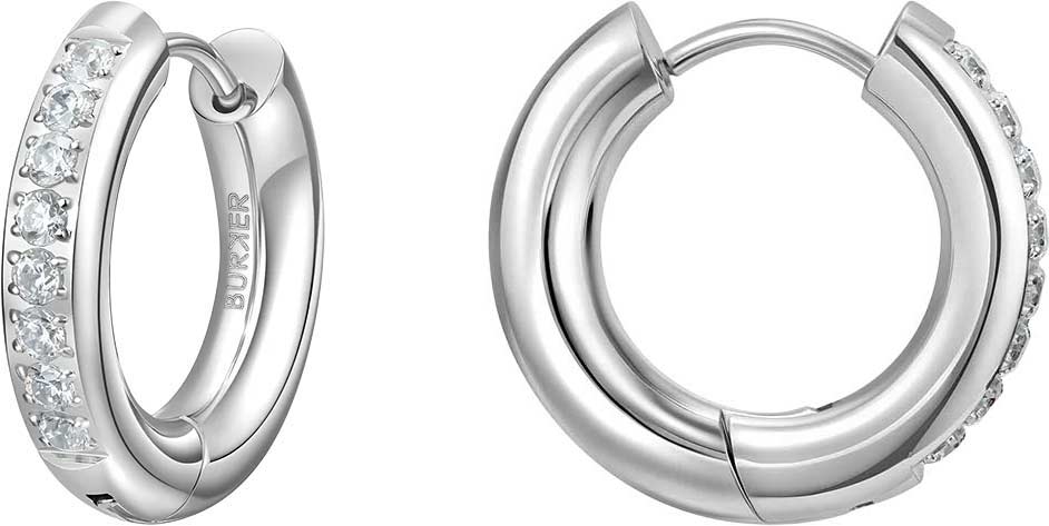 Стальные серьги хаггисы BURKER ARLENA-EARRINGS-SILVER с фианитами