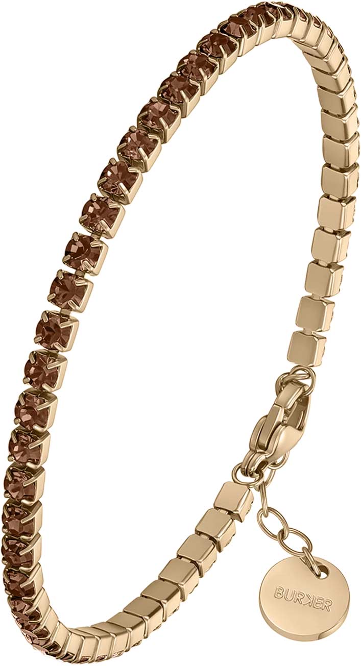Стальной теннисный браслет BURKER AVA-BRACELET-BROWN-GOLD с фианитами