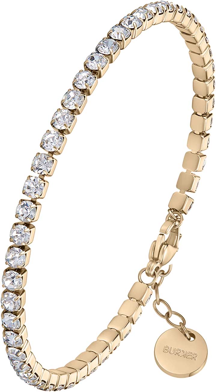 Стальной теннисный браслет BURKER AVA-BRACELET-WHITE-GOLD с фианитами