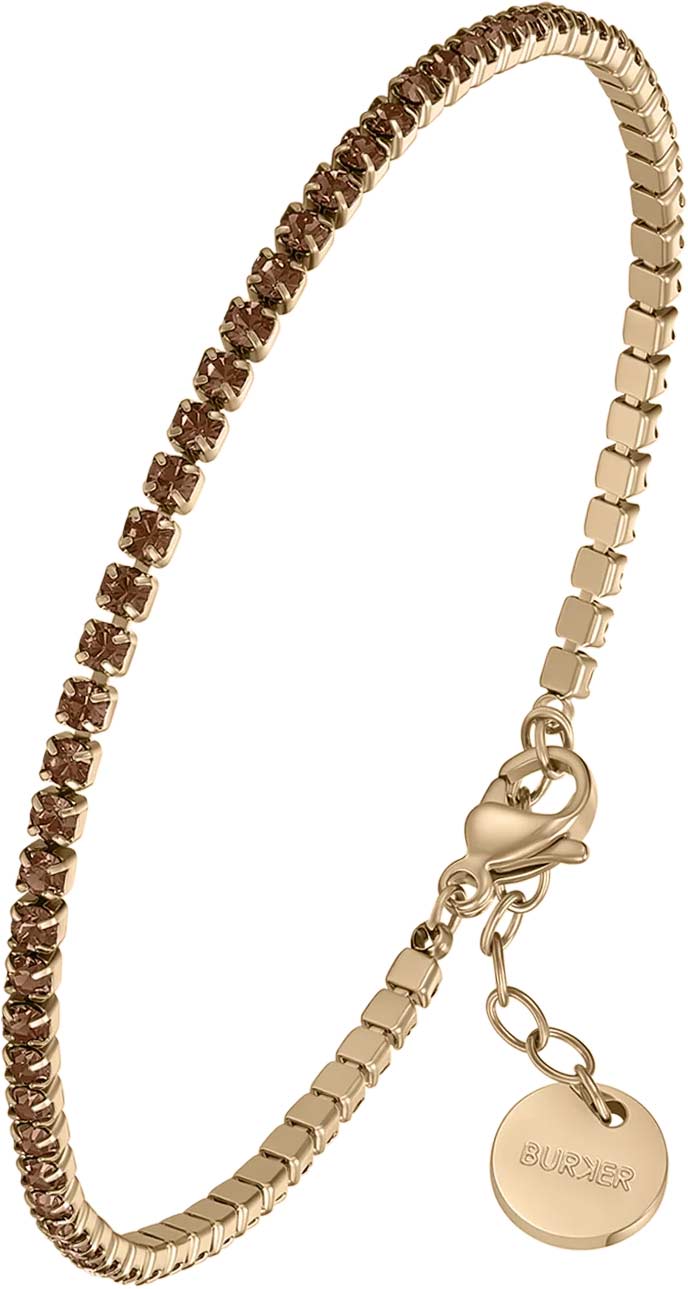 Стальной теннисный браслет BURKER AVA-PETITE-BRACELET-BROWN-GOLD с фианитами