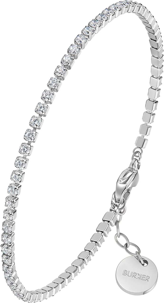 Стальной теннисный браслет BURKER AVA-PETITE-BRACELET-WHITE-SILVER с фианитами
