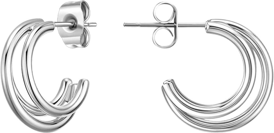 Стальные серьги полукольца BURKER CINDY-EARRINGS-SILVER