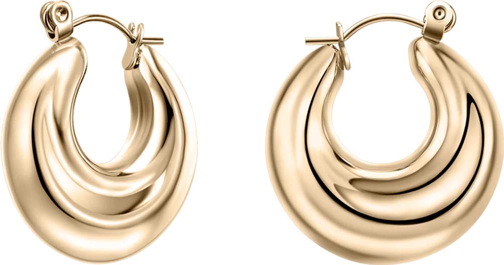 Стальные серьги калачи BURKER ELORA-EARRINGS-GOLD