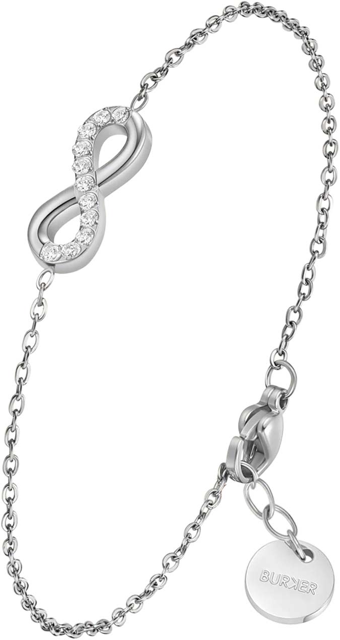 Стальной браслет цепь BURKER INFINITY-BRACELET-SILVER с фианитами