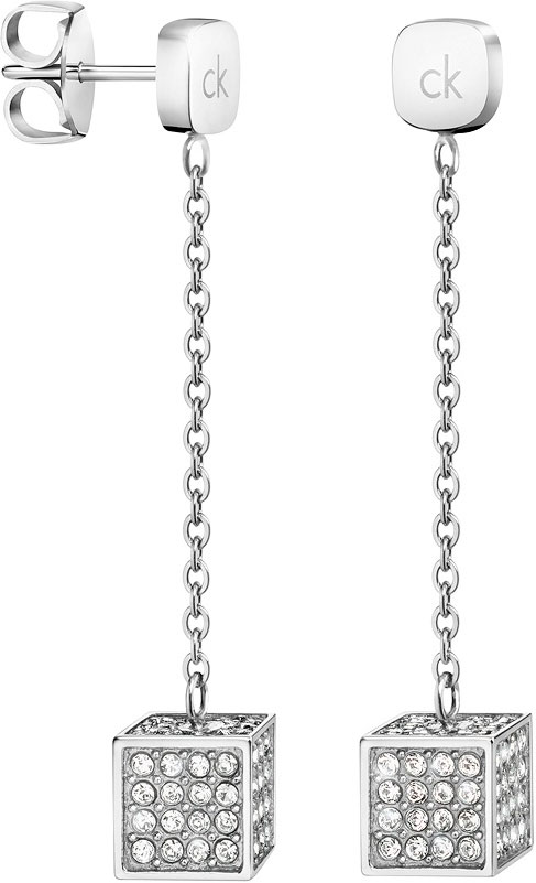 Стальные длинные серьги Calvin Klein KJ9CWE040200 с кристаллами Swarovski