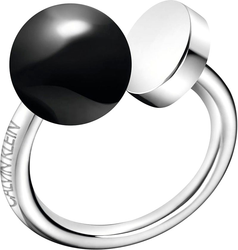 Стальное открытое кольцо Calvin Klein KJ9RMR0401 с черным жемчугом