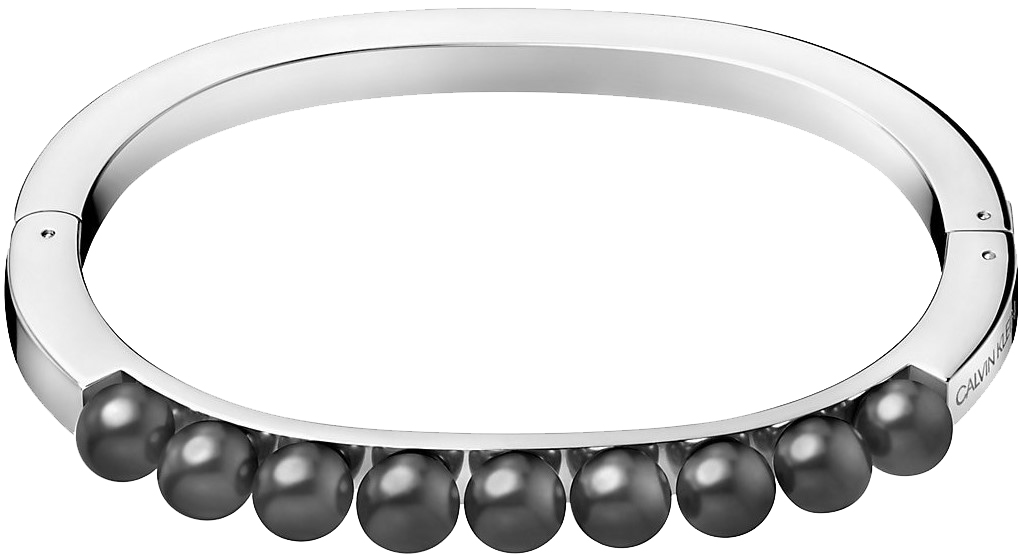 Стальной жесткий браслет Calvin Klein KJAKMD0401XS с черным жемчугом Swarovski