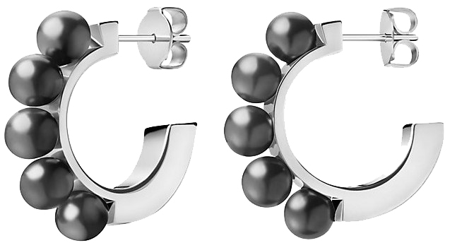 Стальные серьги полукольца Calvin Klein KJAKME040100 с черным жемчугом Swarovski