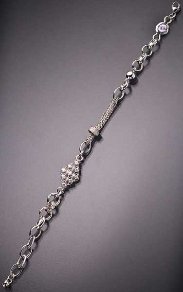 Серебряный браслет цепь Catena N-1053_c с фианитами
