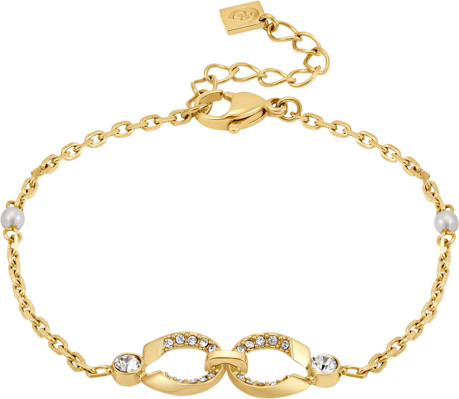 Стальной браслет цепь Cerruti 1881 CIJLB0013101 с искусственным жемчугом, кристаллами