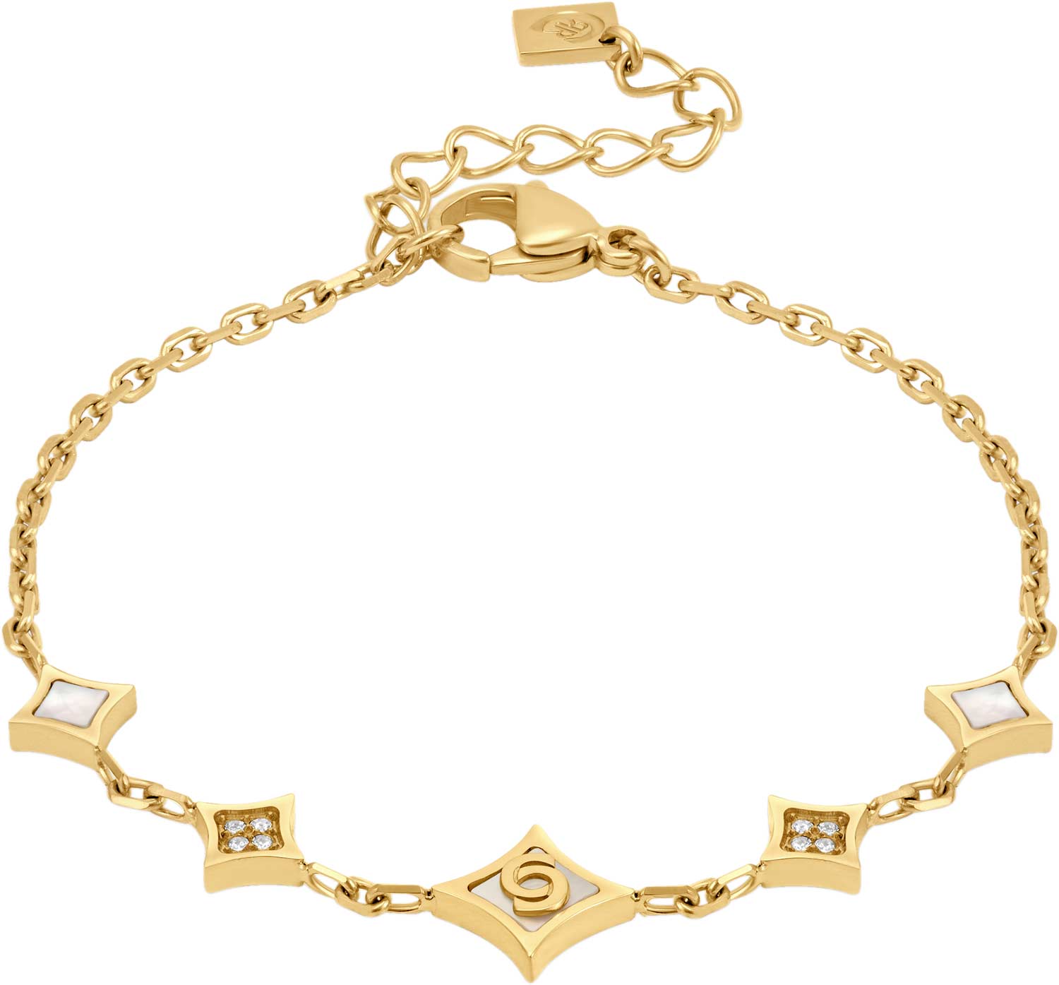 Стальной браслет цепь Cerruti 1881 CIJLB0013301 с перламутром, кристаллами