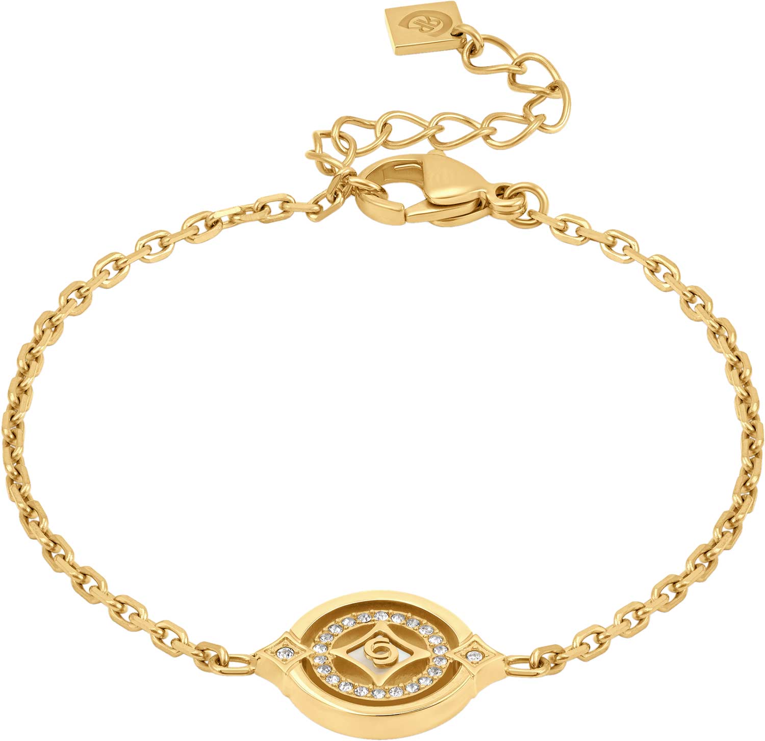 Стальной браслет цепь Cerruti 1881 CIJLB0013302 с перламутром, кристаллами