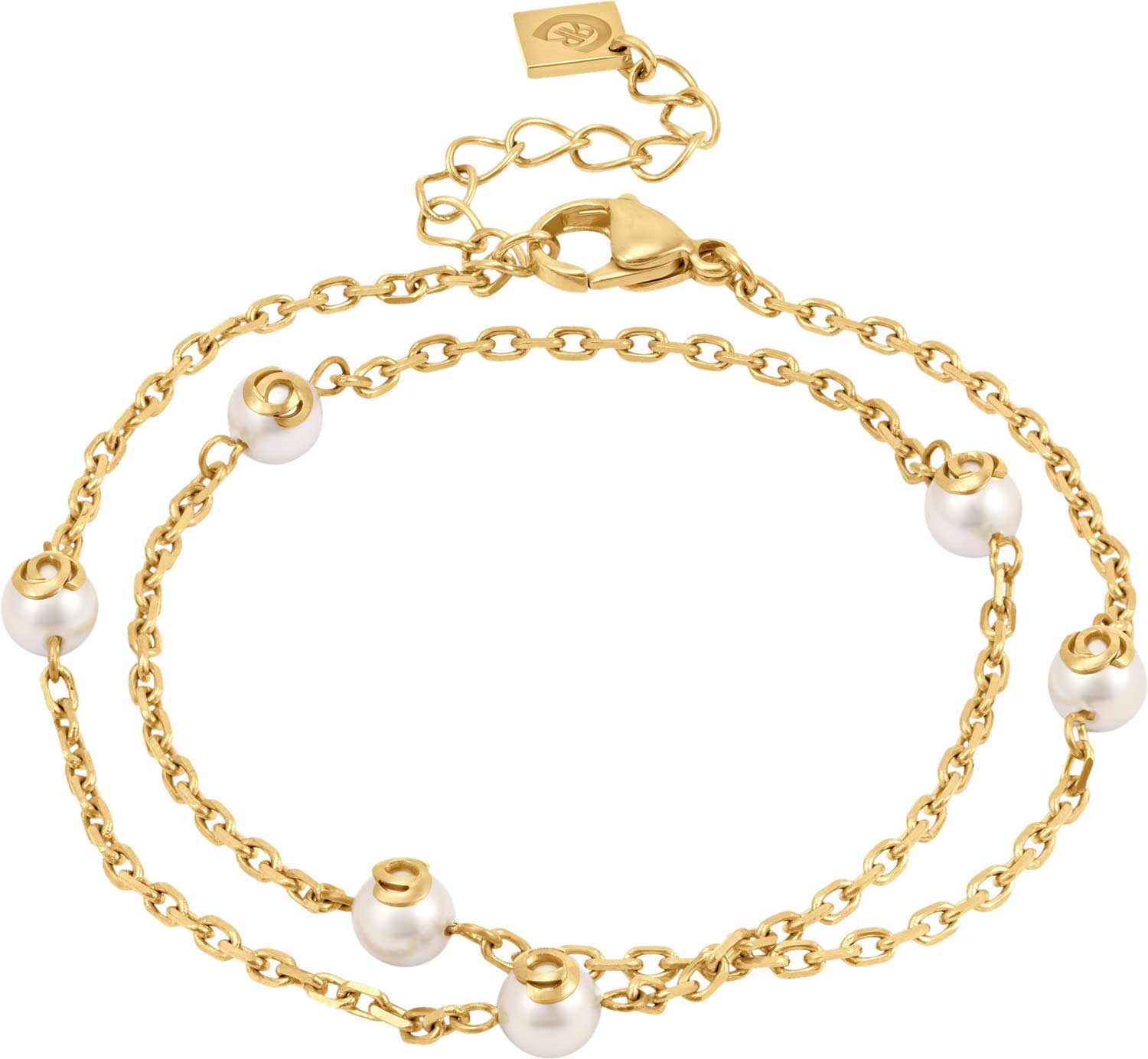 Стальной браслет цепь Cerruti 1881 CIJLB0014001 с искусственным жемчугом