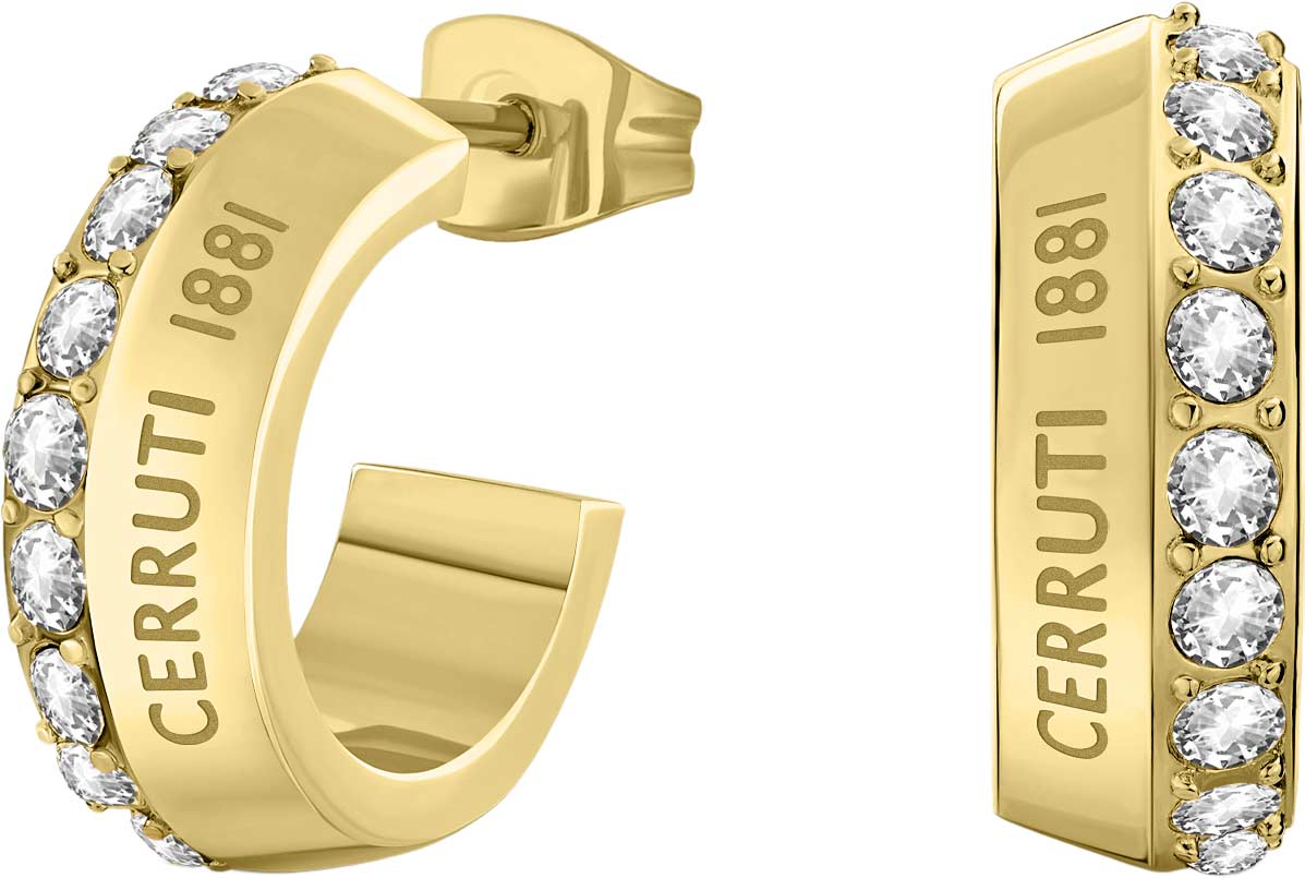 Стальные серьги полукольца Cerruti 1881 CIJLE0012101 с кристаллами