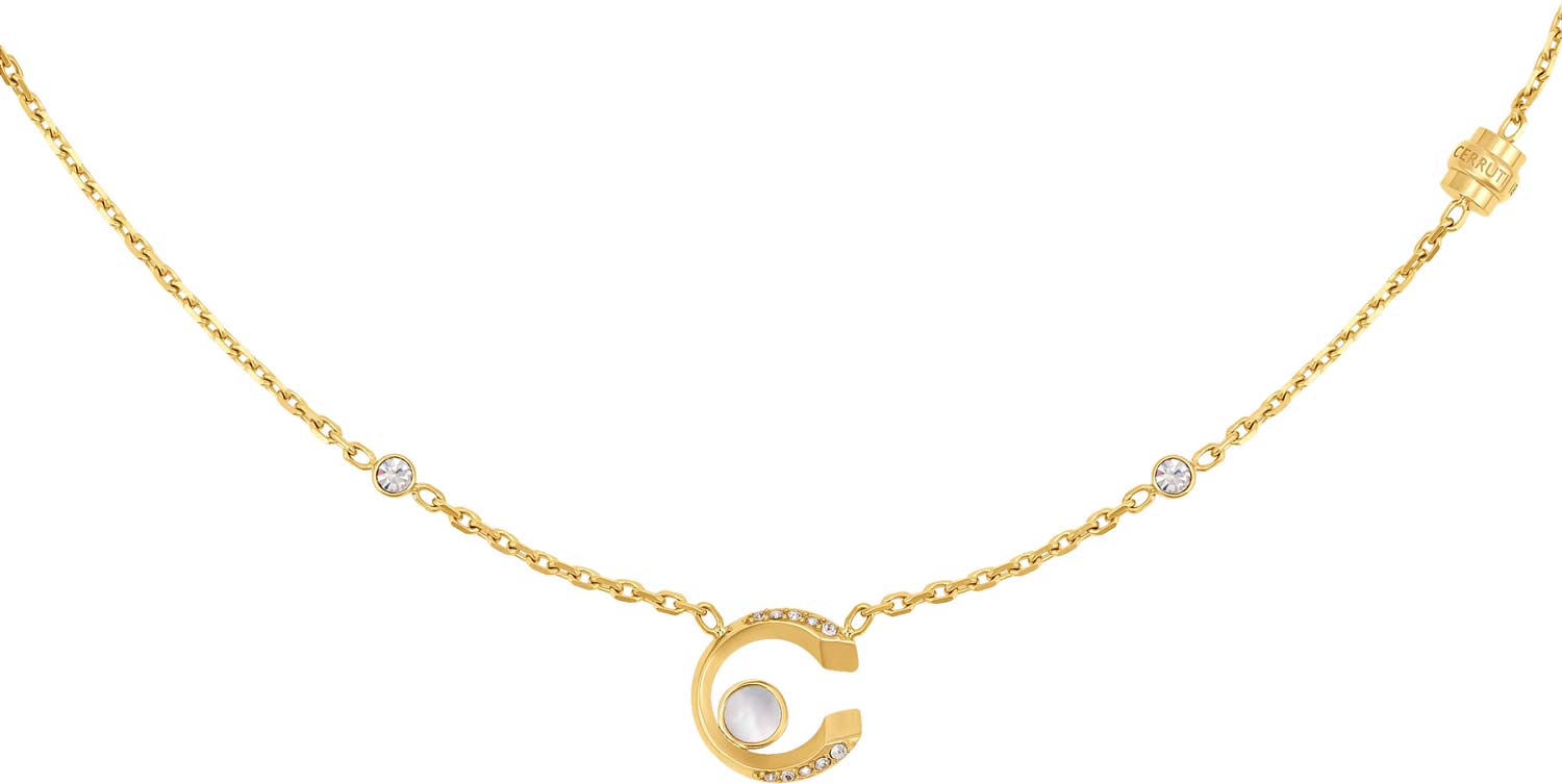 Стальная подвеска на цепочке Cerruti 1881 CIJLN0013001 с перламутром, кристаллами