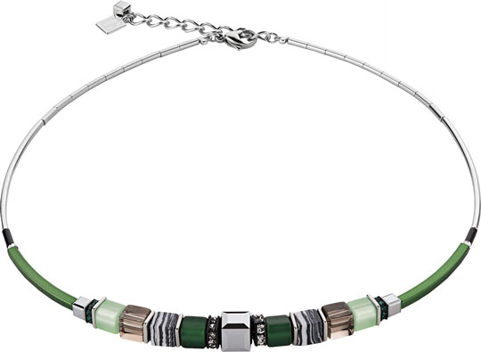 Стальное ожерелье Coeur de Lion 4766/10-0500 с кристаллами Swarovski, полярисом, стеклом, тигровым глазом