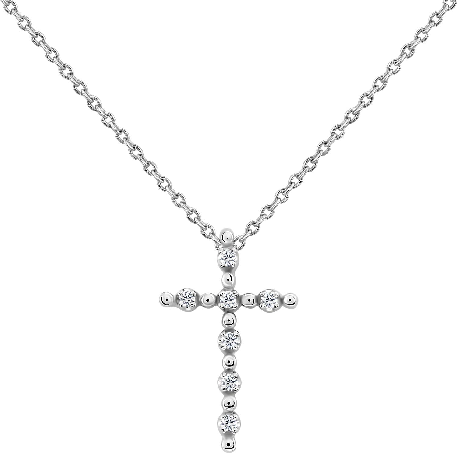 Декоративный крестик на цепочке из белого золота Crivelli 370-XN4312 с бриллиантами