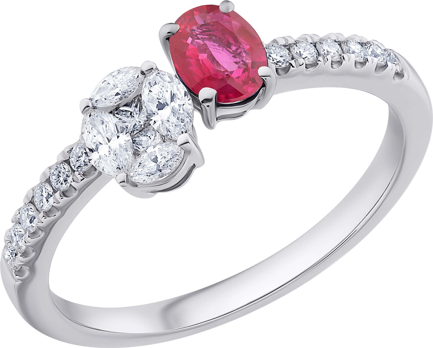 Кольцо из белого золота Crivelli 396-RN2980/42991662 с рубином, бриллиантами