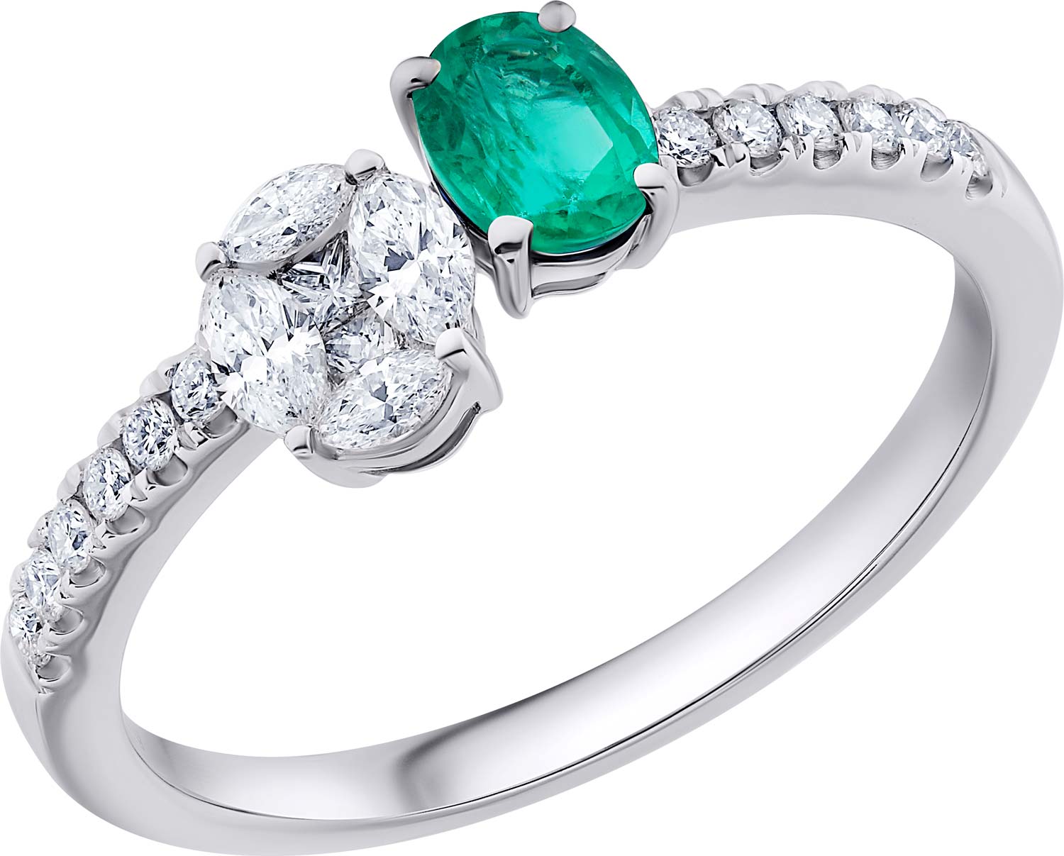 Кольцо из белого золота Crivelli 396-RN2980/83480340 с изумрудом, бриллиантами