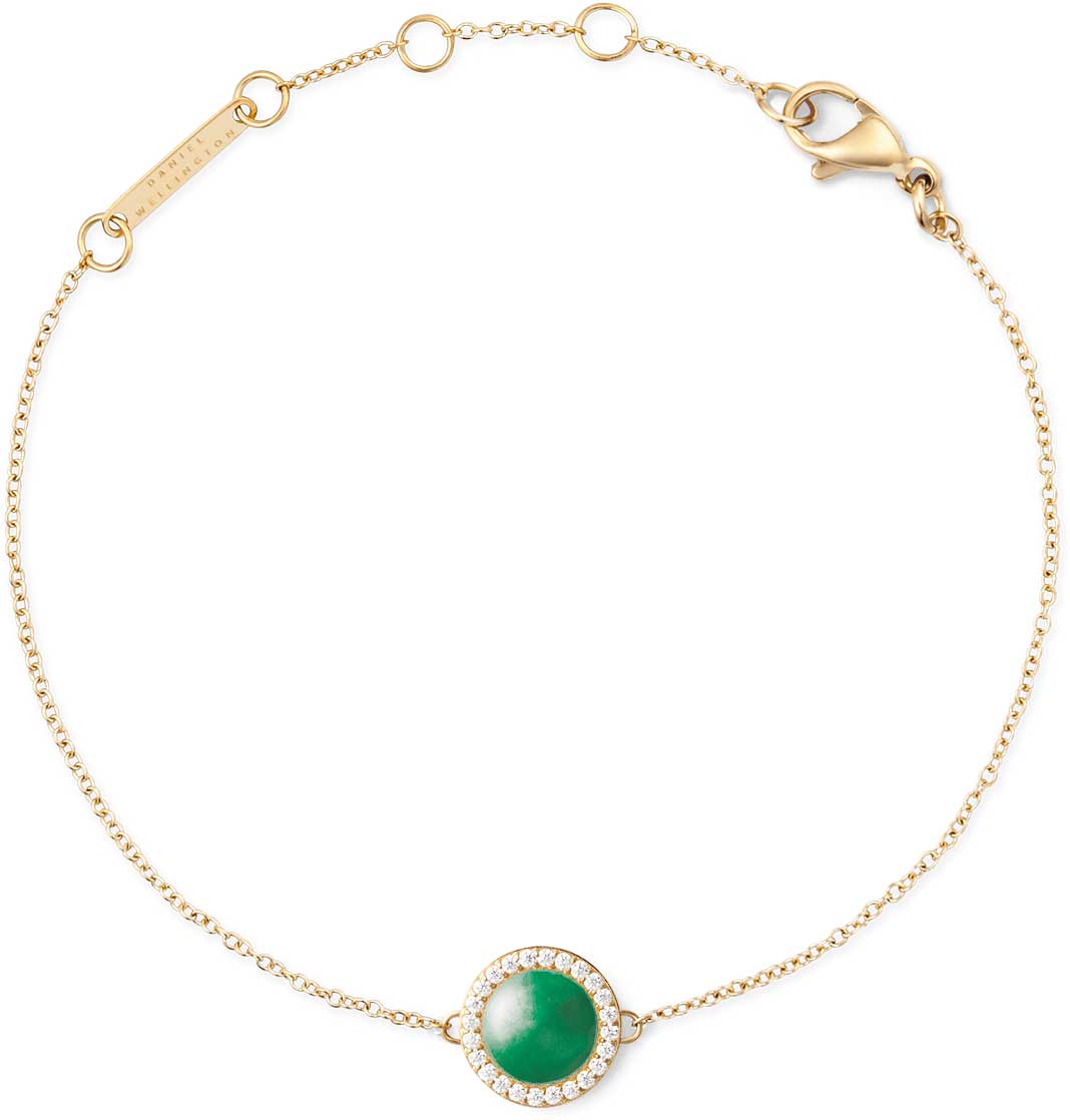 Стальной браслет цепь Daniel Wellington Audrey-Bracelet-Jade-G с нефритом, кристаллами