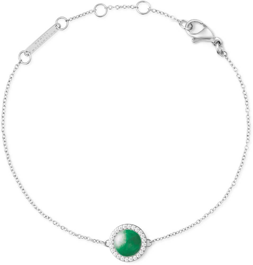 Стальной браслет цепь Daniel Wellington Audrey-Bracelet-Jade-S с нефритом, кристаллами