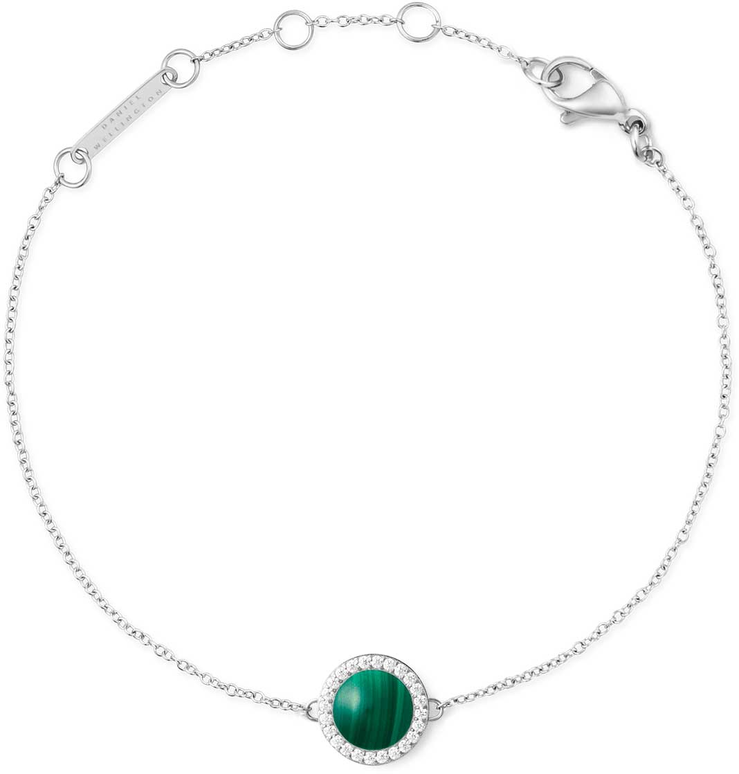 Стальной браслет цепь Daniel Wellington Audrey-Bracelet-Malachite-S с малахитом, кристаллами