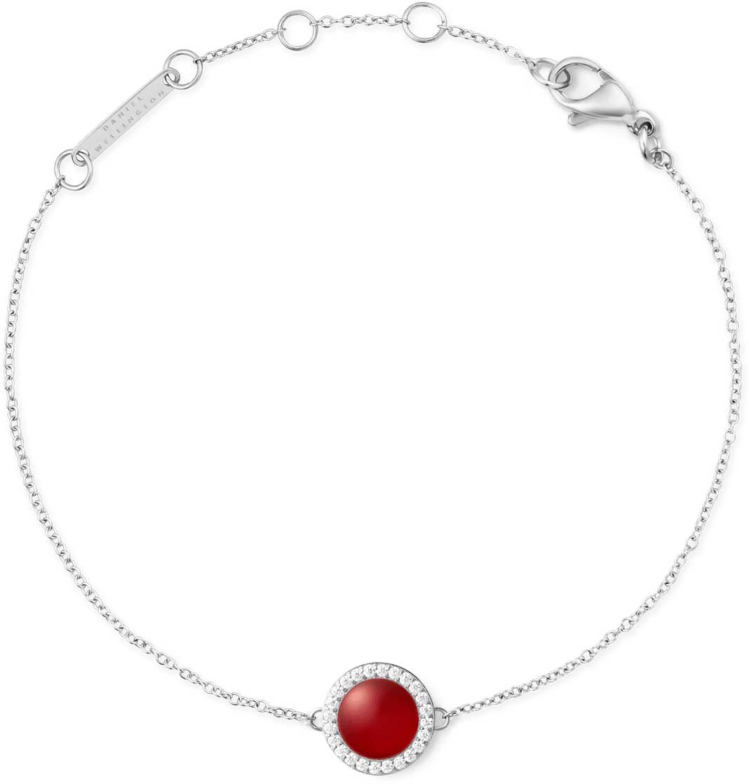 Стальной браслет цепь Daniel Wellington Audrey-Bracelet-Red-Agathe-S с красным агатом, кристаллами