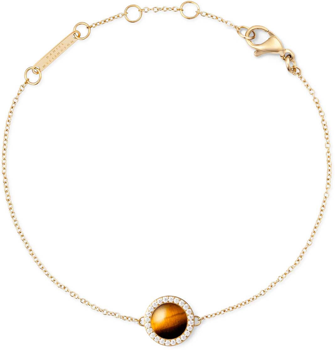 Стальной браслет цепь Daniel Wellington Audrey-Bracelet-Tiger-Eye-G с тигровым глазом, кристаллами