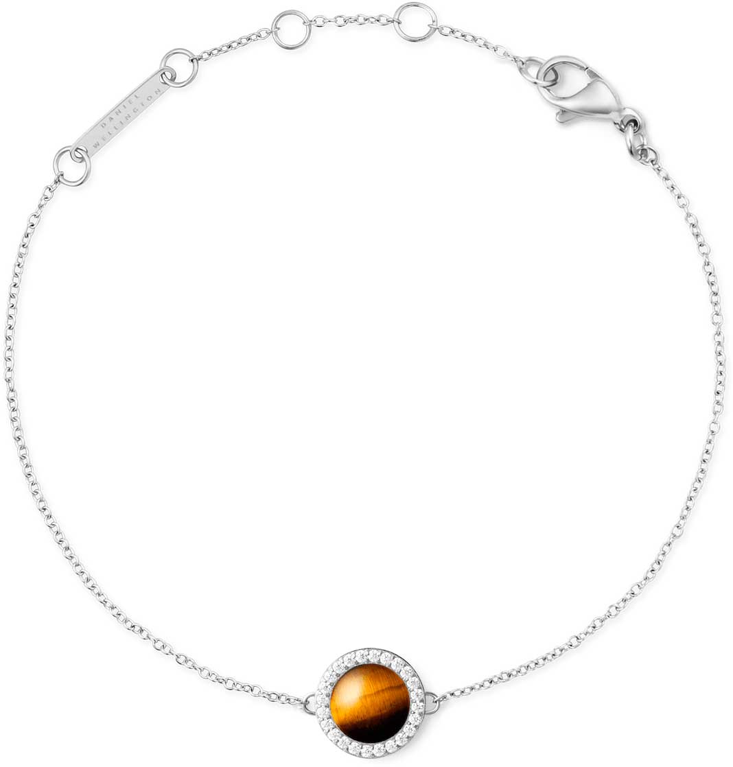 Стальной браслет цепь Daniel Wellington Audrey-Bracelet-Tiger-Eye-S с тигровым глазом, кристаллами